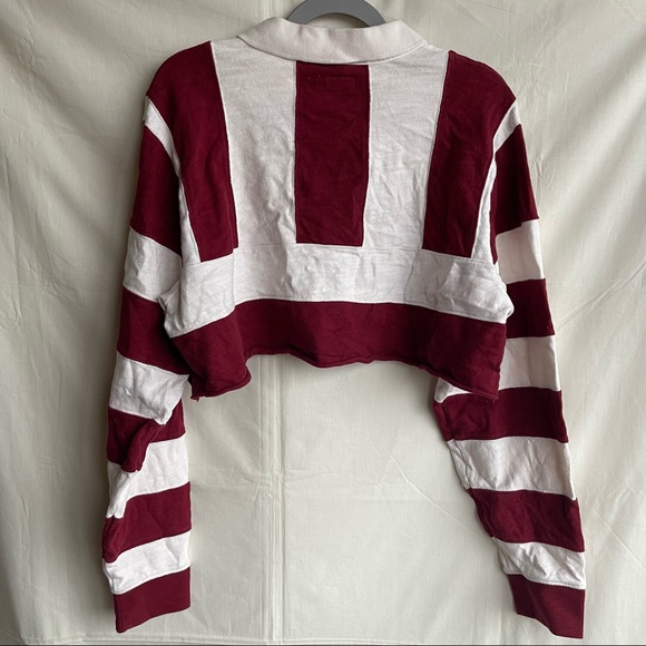 Guess Long Sleeve Rugby Crop Top - Picture 8 of 9